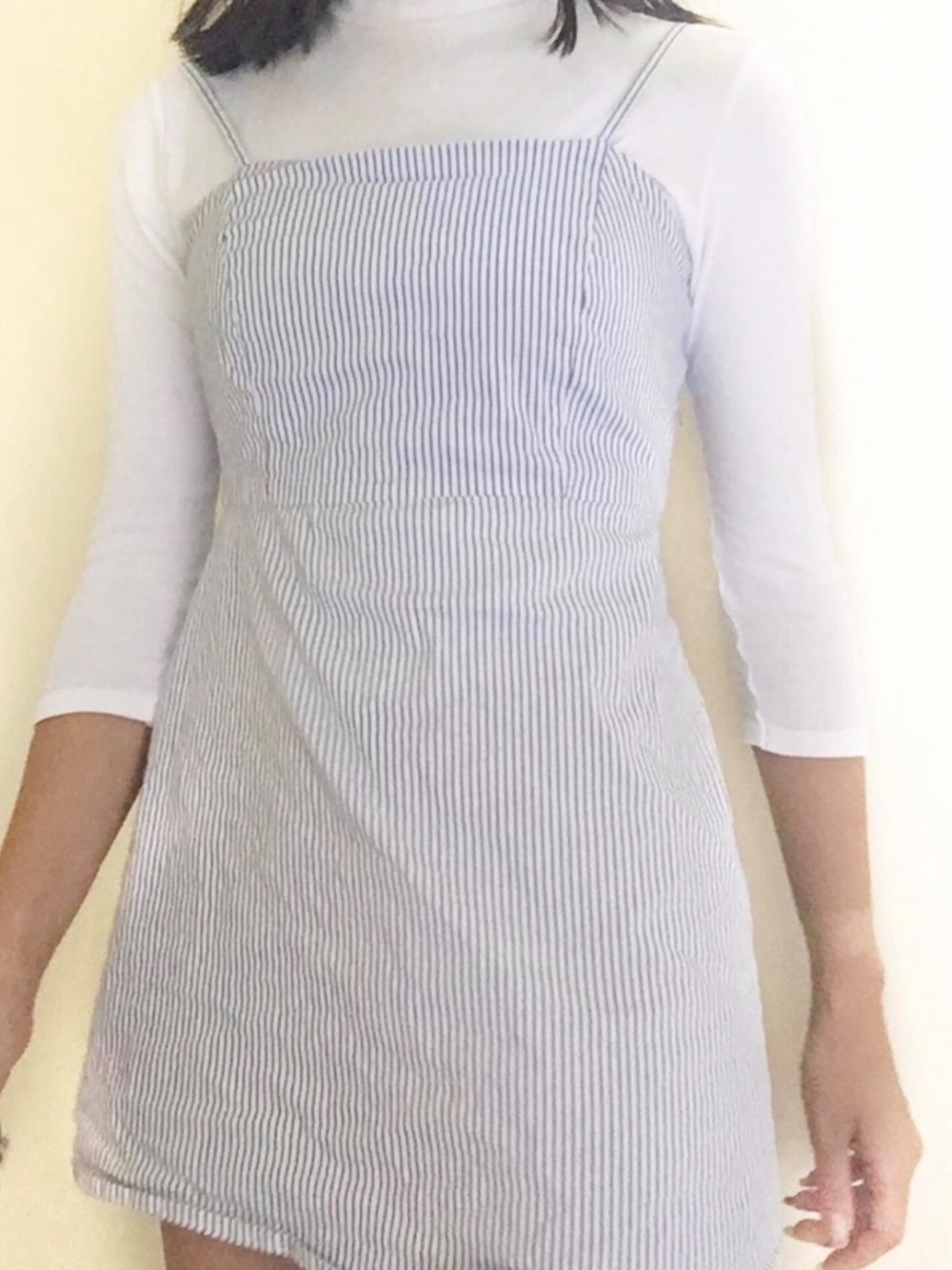 Urban Outfitters Kimchi Blue Pinstripe Square Neck Mini Dress Coastal Nautical - Picture 2 of 10